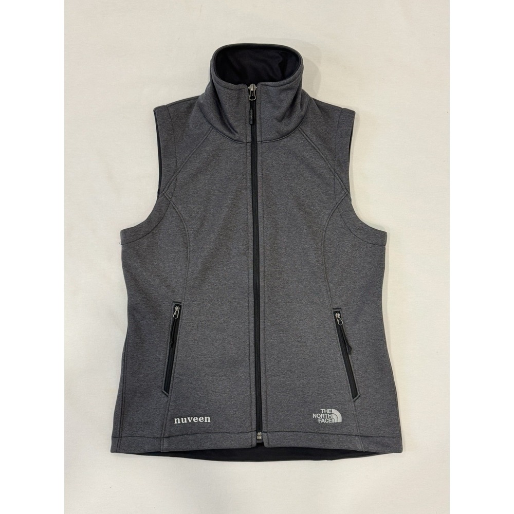 The North Face Women's Windwall Athletic Fit Gray Jacket Vest Nuveen Logo Size S